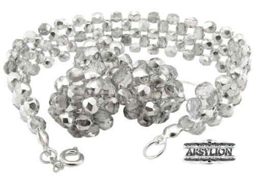 Komplet kryształowo srebrny