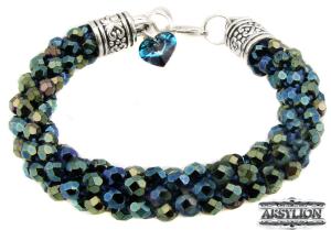 Bransoletka wężowa z serduszkiem Swarovski Elements Bermuda Blue
