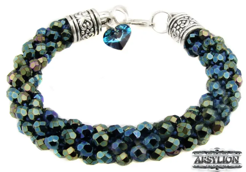 Bransoletka wężowa z serduszkiem Swarovski Elements Bermuda Blue