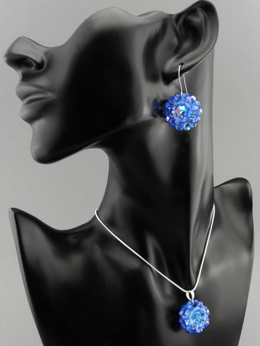 Komplet kryształ Swarovski Elements Blue AB