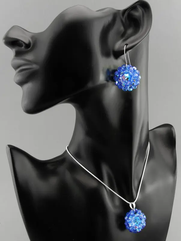 Komplet kryształ Swarovski Elements Blue AB