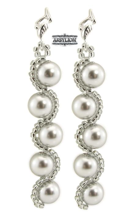 Kolczyki perła Swarovski Elements Light Grey