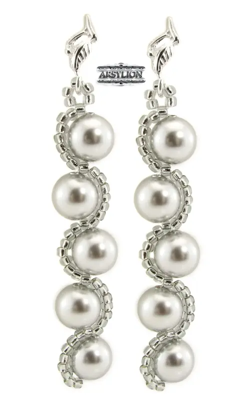 Kolczyki perła Swarovski Elements Light Grey