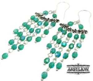  ARSYLION orientalne kolczyki Emerald AB długie 330
