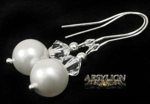 Kolczyki perła kryształ Swarovski Elements White Crystal