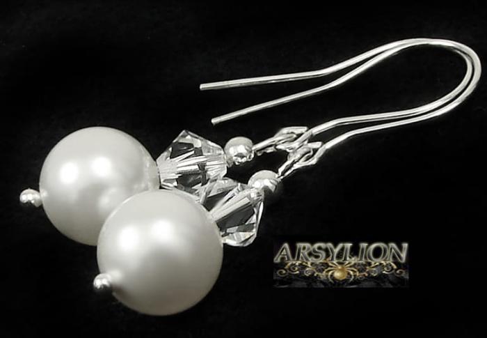 Kolczyki perła kryształ Swarovski Elements White Crystal