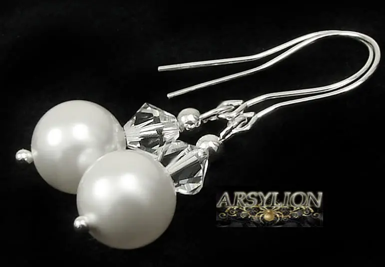 Kolczyki perła kryształ Swarovski Elements White Crystal