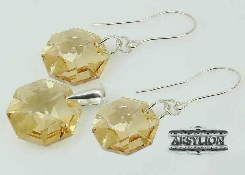 Kolczyki kryształ Swarovski Elements Golden Shadow