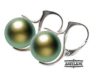 Kolczyki perła Swarovski Elements Pearlescent Green