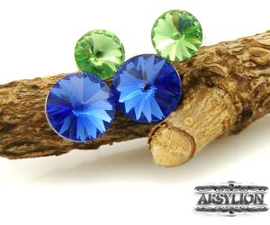 kolczyki kryształ Swarovski Elements Peridot, Sapphire