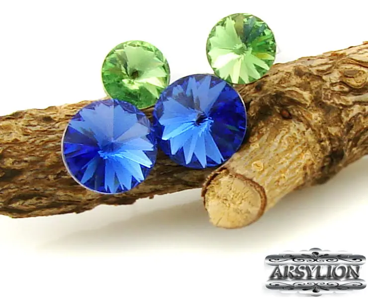 kolczyki kryształ Swarovski Elements Peridot, Sapphire