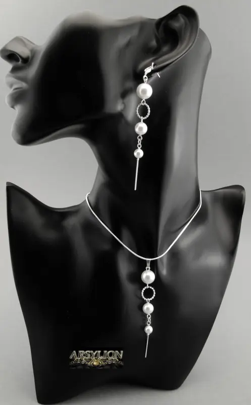 Komplet perła Swarovski Elements White