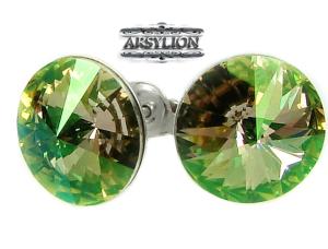 ARSYLION kolczyki z kryształkami Swarovski Luminous Green 12mm rivoli 601