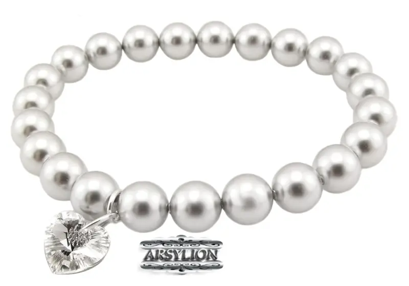 Bransoletka perła Swarovski Elements Light Grey