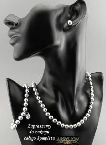 Komplet perła Swarovski Elements Light Grey