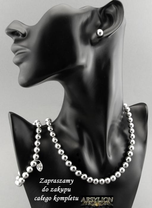 Komplet perła Swarovski Elements Light Grey