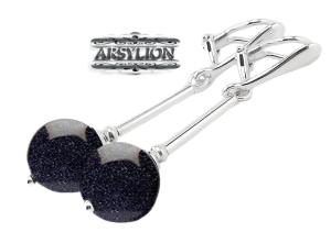  ARSYLION długie klipsy kamień noc kairu srebro 541