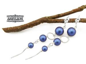 Kolczyki perła Swarovski Elements Iridescent Dark Blue