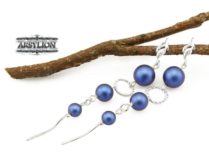 Kolczyki perła Swarovski Elements Iridescent Dark Blue