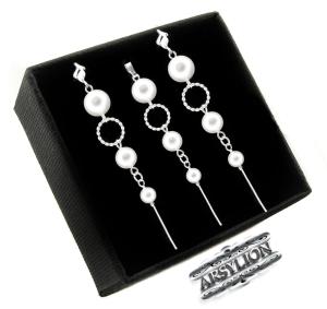 Komplet perła Swarovski Elements White