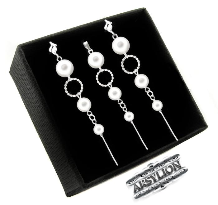 Komplet perła Swarovski Elements White