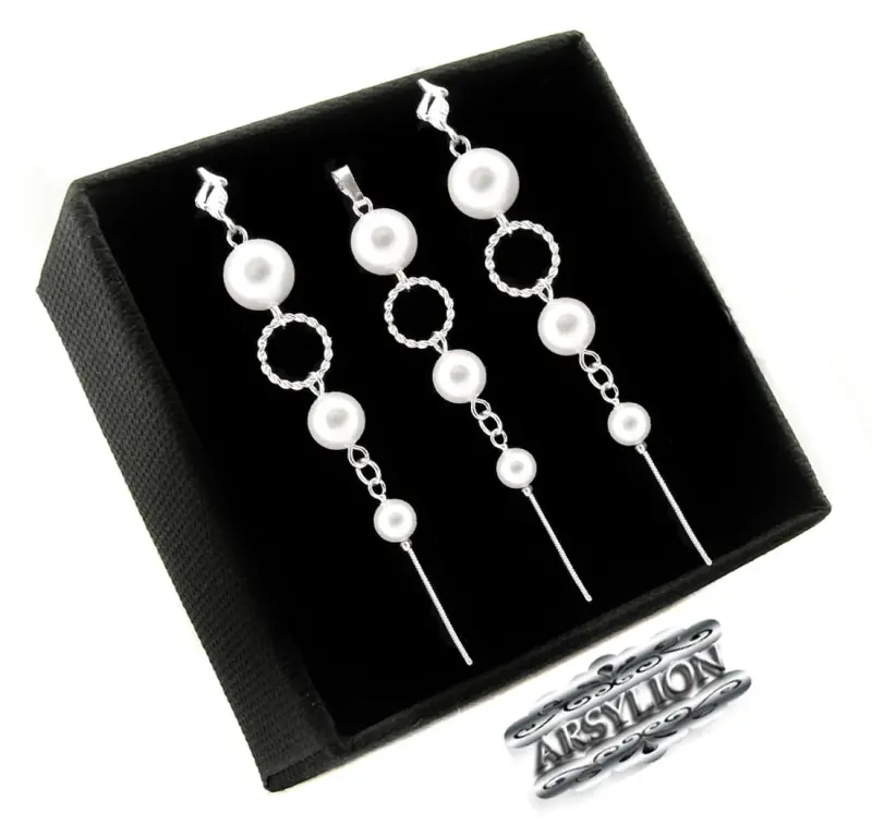 Komplet perła Swarovski Elements White