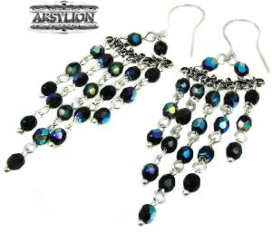 ARSYLION czarne orientalne jet ab kolczyki długie 867