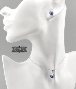 Komplet perła kryształ Swarovski Elements Iridescent Dark Blue