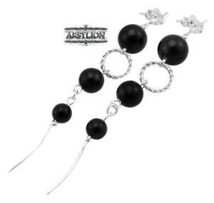  ARSYLION długie czarne kolczyki z perłami Swarovski Mystic Black 1022