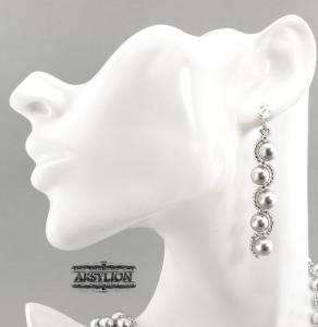 Kolczyki perła Swarovski Elements Light Grey