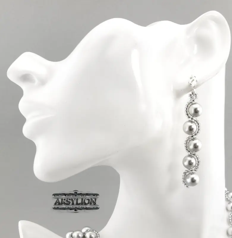 Kolczyki perła Swarovski Elements Light Grey