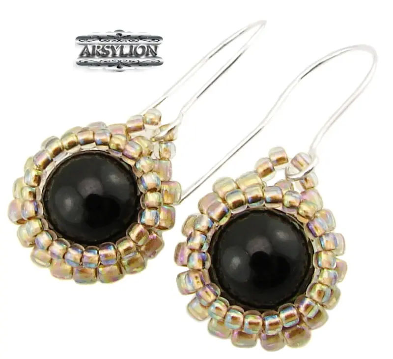 Kolczyki perła Swarovski Elements Mystic Black