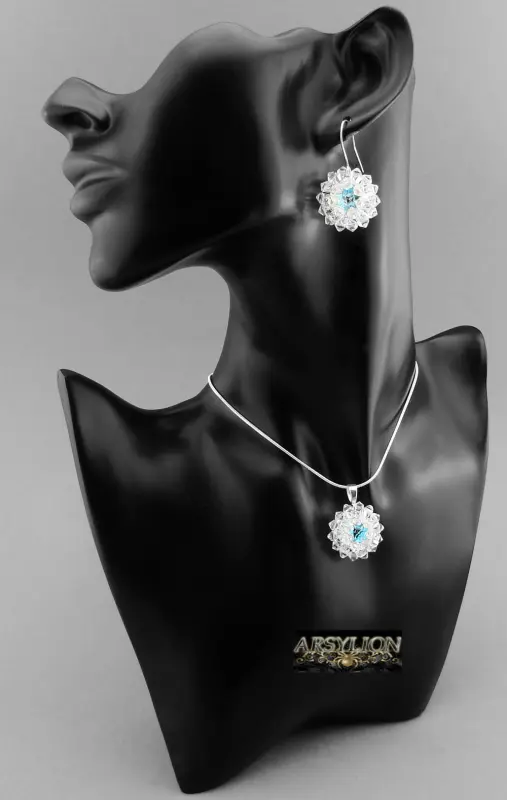 Komplet kryształ Swarovski Elements Crystal i Blue AB