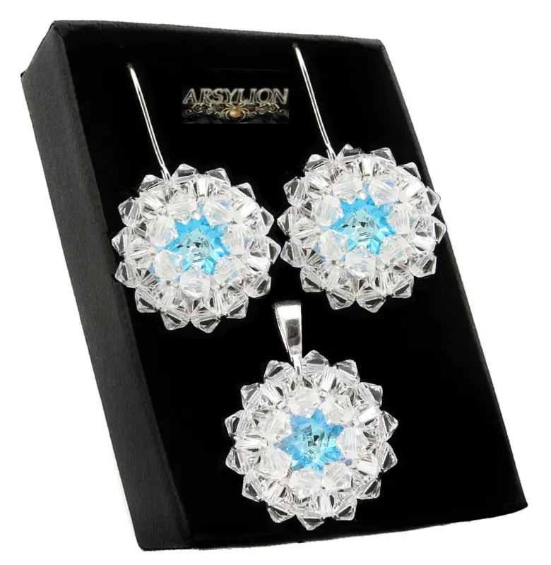 Komplet kryształ Swarovski Elements Crystal i Blue AB