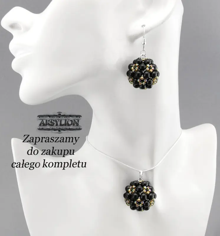 Komplet perła Swarovski Elements Mystic Black