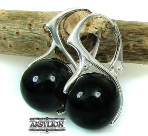 ARSYLION czarne kolczyki kamień kule onyks srebro 916
