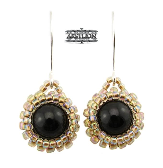 Kolczyki perła Swarovski Elements Mystic Black