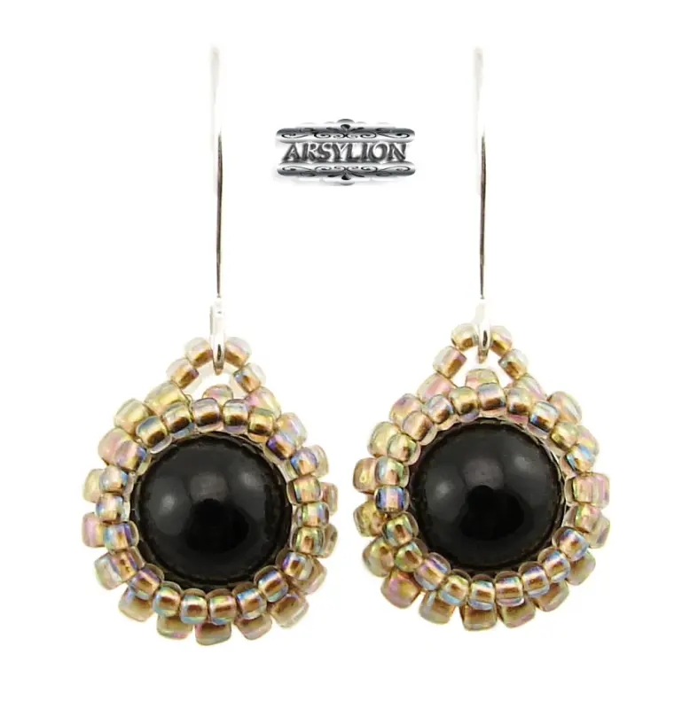 Kolczyki perła Swarovski Elements Mystic Black