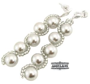 Kolczyki perła Swarovski Elements Light Grey