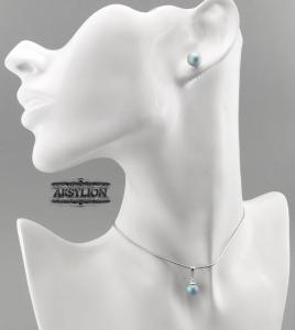 Komplet perła kryształ Swarovski Elements Iridescent Light Blue
