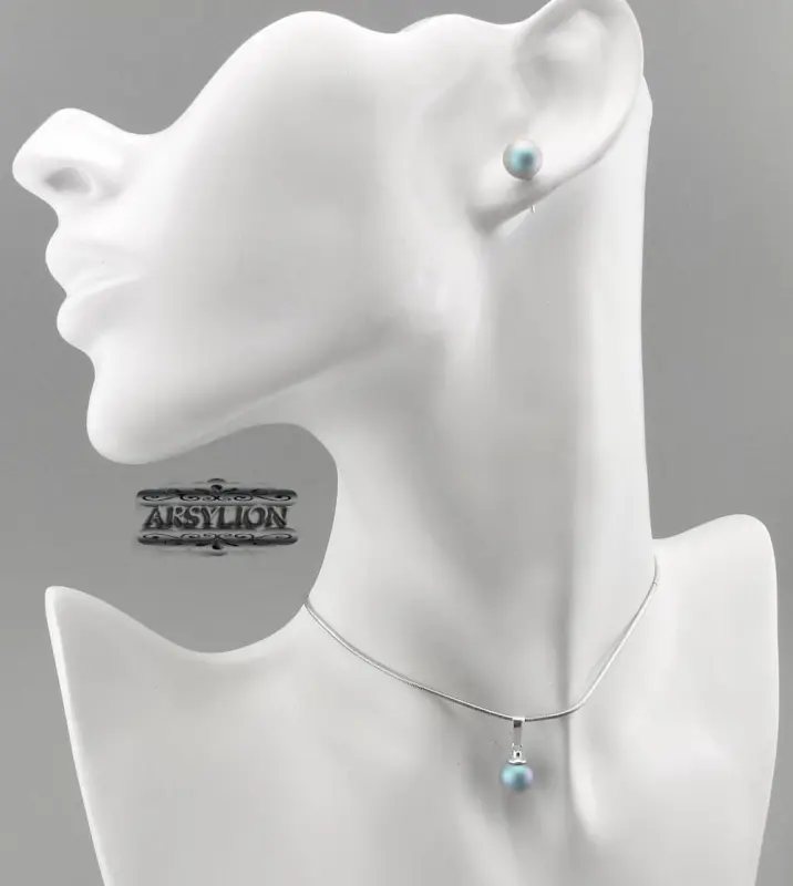 Komplet perła kryształ Swarovski Elements Iridescent Light Blue